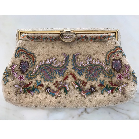 BASS BY JOSEF VINTAGE HANDMADE BEADED CLUTCH - Picture 2 of 16